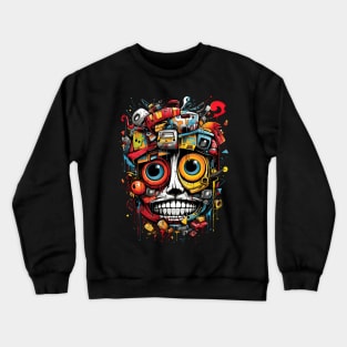 Computer Stacked Circus Graffiti Crewneck Sweatshirt